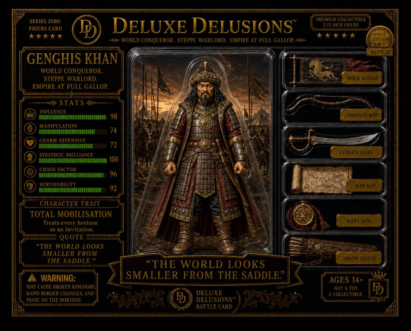 Genghis Khan cosplay reference card