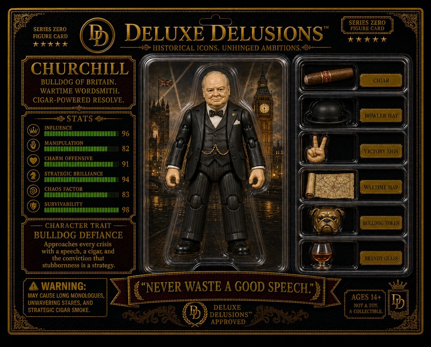 Churchill cosplay reference card