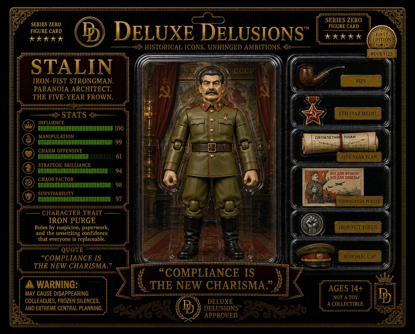 Stalin cosplay reference card