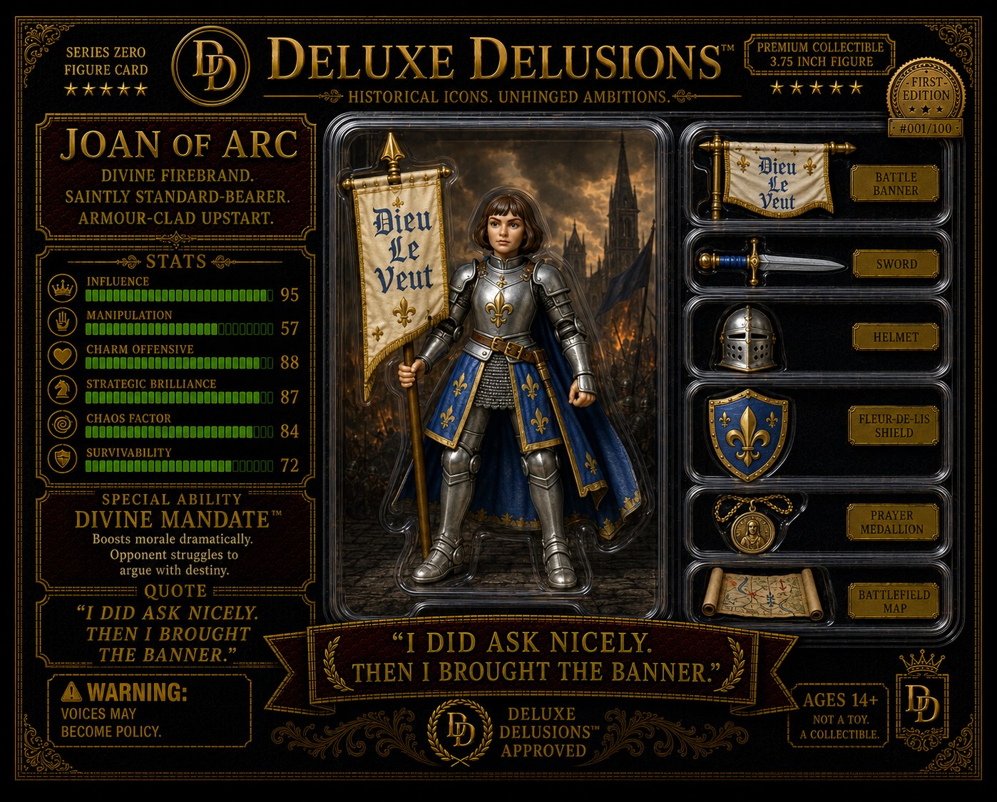 Joan of Arc cosplay reference card