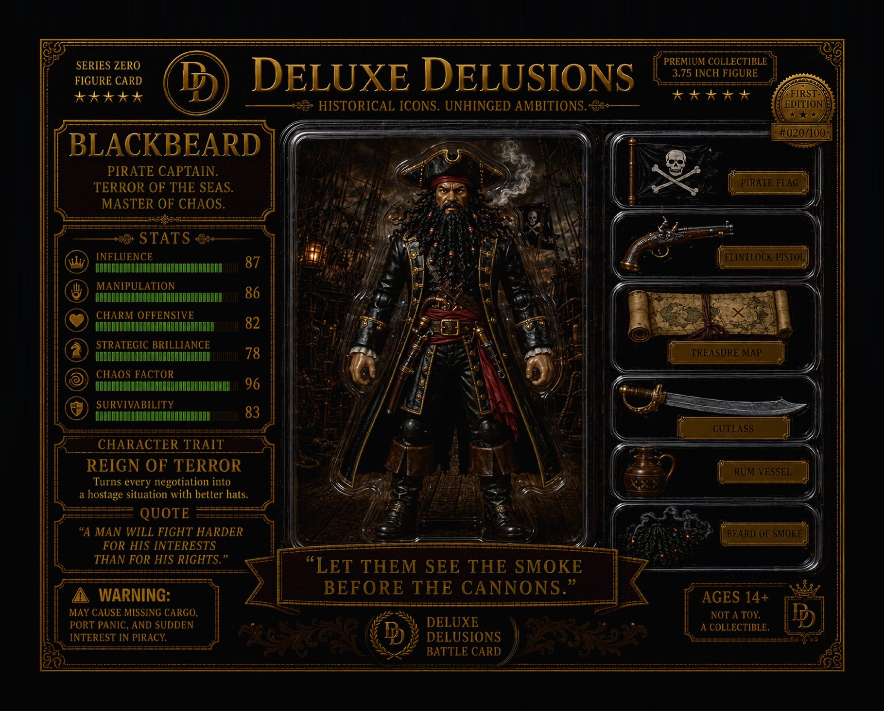 Blackbeard cosplay reference card