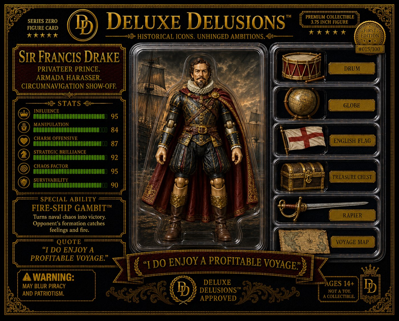 Sir Francis Drake cosplay reference card
