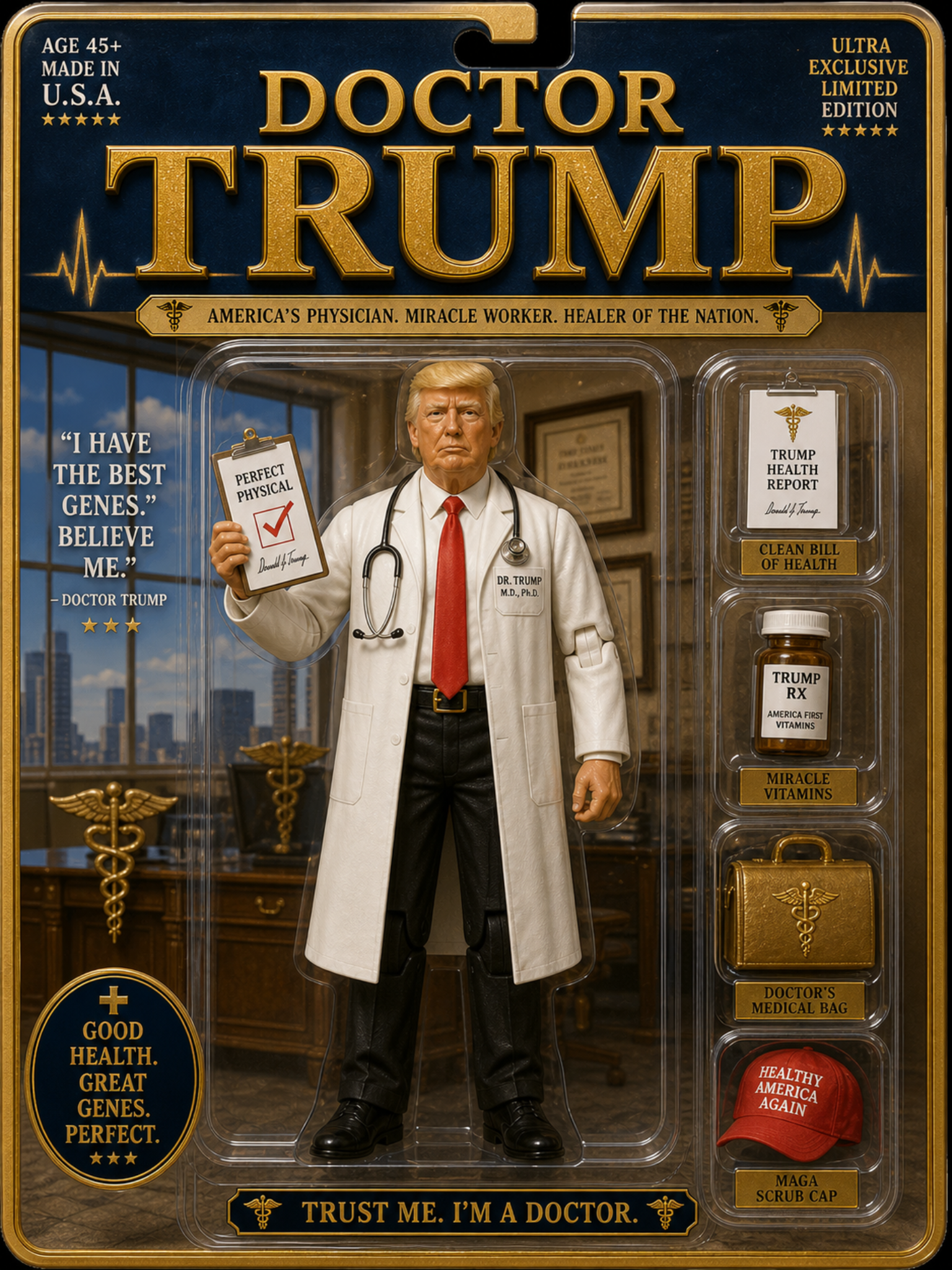 Doctor Trump collectible toy packaging