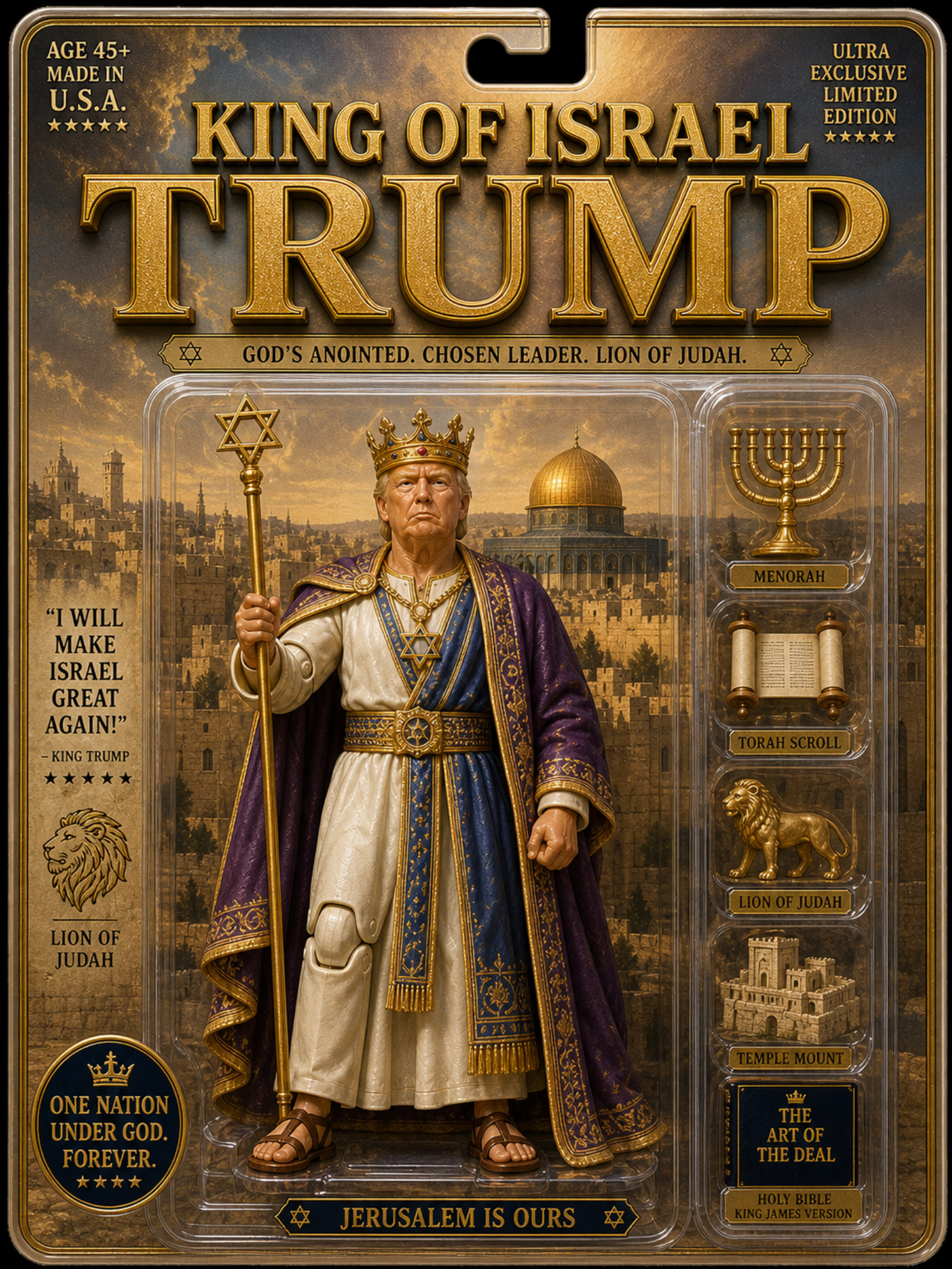 King of Israel Trump collectible toy packaging